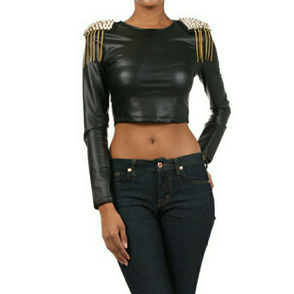 Faux Leather Crop Top NWT